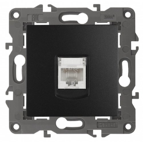 Розетка компьютерная без рамки Эра Elegance 1-м. RJ45 5e антрацит картинка